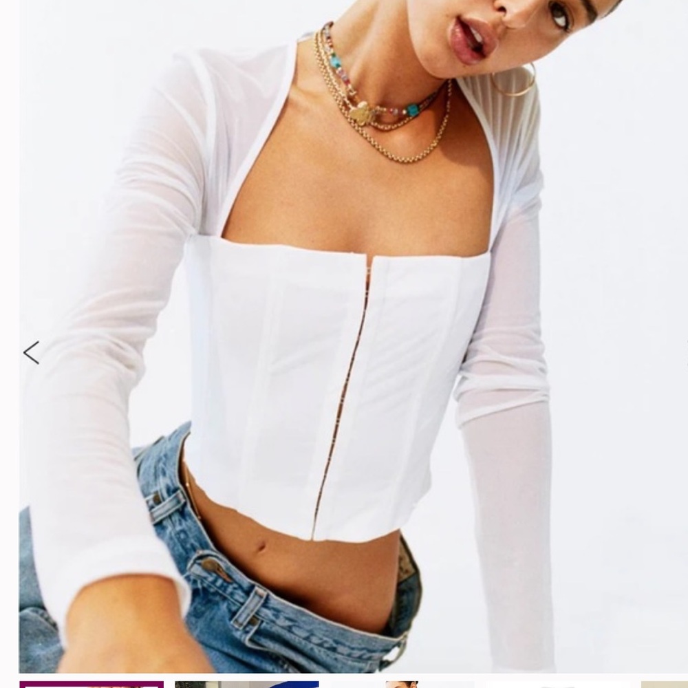 With Jean Mesh Corset Top